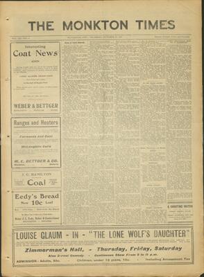 Monkton Times, 27 Oct 1921