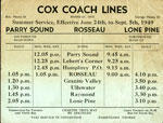 Cox Coach Lines Summer Bus Schedule