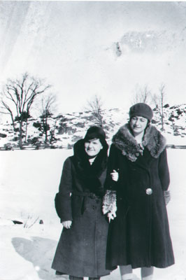 Unknown woman with Alma in winter coats