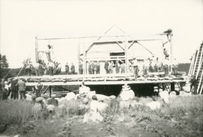 Barn raising, Ardiel, circa 1927