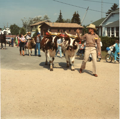 Man With Cows, South River Agricultural Society Fall Fair Parade, 1984