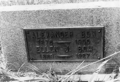 Tombstone of Alexander Bow and Ellen J. Bow