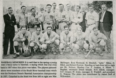 South River Men's Baseball Team, 1937