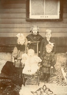 Group of Children Outside of a Building