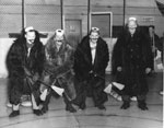 Four Men in a Curling Spoof, circa 1950