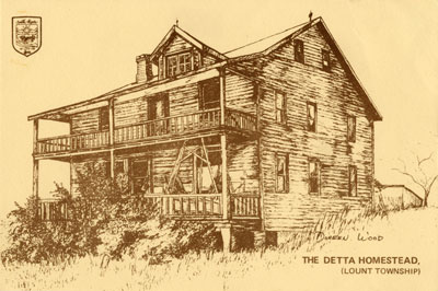 Hand Drawn Postcard of the Detta Homestead