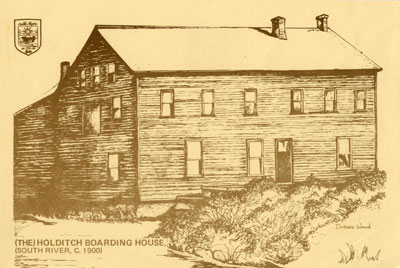 Hand Drawn Postcard of The Holditch Boarding House, circa 1900