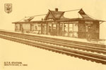 Hand Drawn Postcard of The Grand Trunk Railroad Station, circa 1900