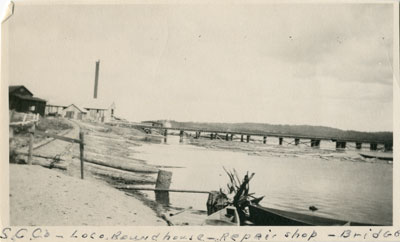 Standard Chemical Company Locomotive, Round House, Repair Shop & Bridge , circa 1930