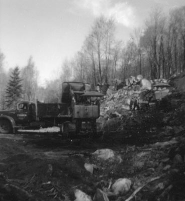 Construction at the Narrows--Bulldozer and Dump Truck, circa 1930