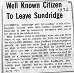 Well Known Citizen to Leave Sundridge, newspaper clipping, circa 1972