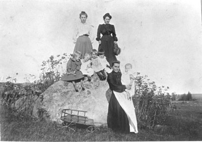 The Harrison Family on a Rock, circa 1903