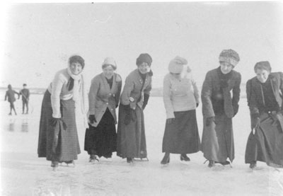 Groups of Young Skaters on Stony Lake, Early 1900s