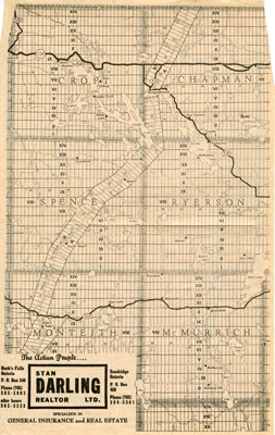 Newspaper Clipping of a Map of Many Townships in the Sundridge Area