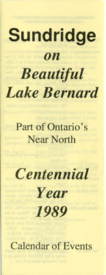 &quot;Sundridge on Beautiful Lake Bernard&quot;, Centennial Pamphlet, 1989