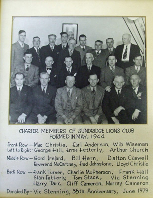 Charter Members of Sundridge Lions, May 1944