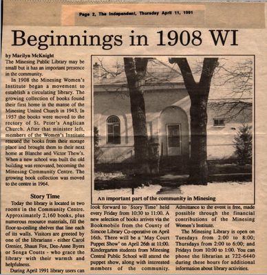 Beginnings in 1908 WI