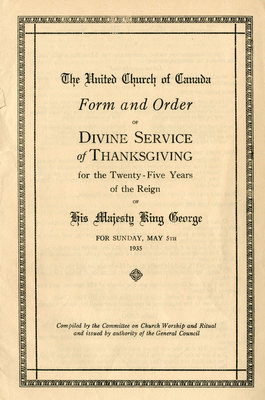 The United Church of Canada Form and Order