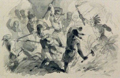 War of 1812 Battle Scene with Soldiers and Indians