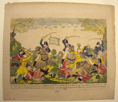 Col. Johnsons mounted men charging a party of British Artillerists