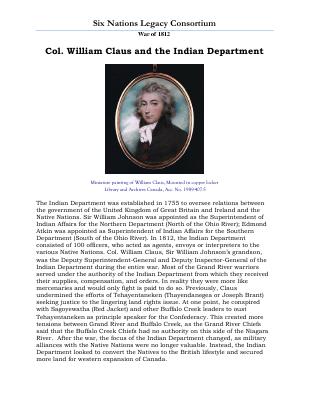 War of 1812 Series (9): Col. William Claus and the Indian Department