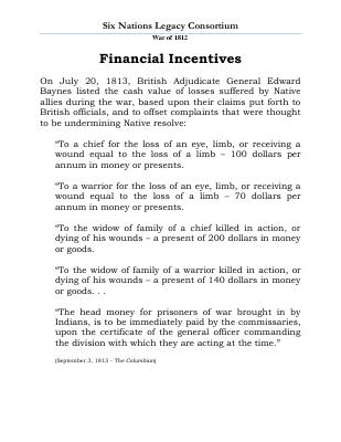 War of 1812 Series (22): Financial Incentives