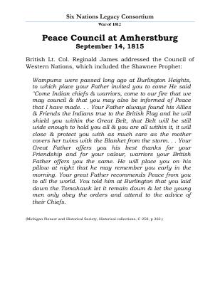 War of 1812 Series (23): Peace Council at Amherstburg