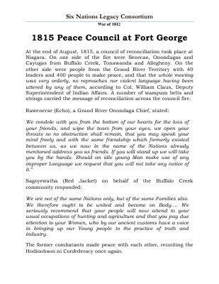 War of 1812 Series (25): 1815 Peace Council at Fort George