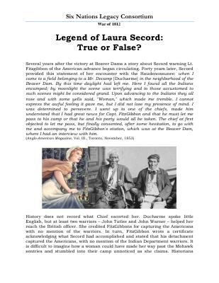 War of 1812 Series (34): Legend of Laura Secord - True of False