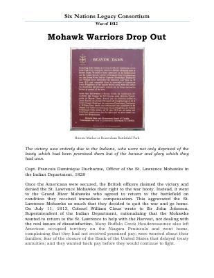 War of 1812 Series (41): Mohawk Warriors Drop Out