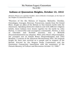 War of 1812 Series (46): Indians at Queenston Heights, October 13, 1812