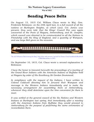 War of 1812 Series (49): Sending Peace Belts