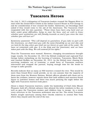 War of 1812 Series (60): Tuscarora Heroes