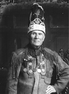 Fred Loft with Military Medals in Old Orange Hall, Close Up