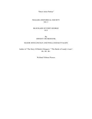 Niagara Historical Society Pamphlet -No. 3 -Battle of Stoney Creek & The Blockade of Fort George