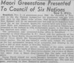 Maori Greenstone Presented to Council of Six Nations
