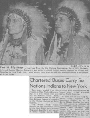 Chartered Buses Carry Six Nations Indians to New York