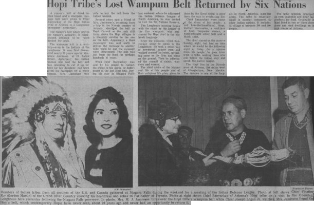 Hopi Tribe's Lost Wampum Belt Returned by Six Nations