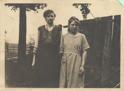 Margaret Ann Kennedy and Lillian Hewson Standing Outdoors