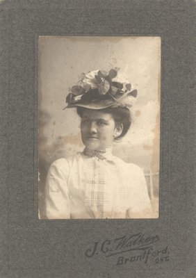 Portrait of Hannah (Woods) Hewson Wearing Flowered Hat