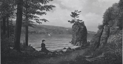 Painting by David Mitson that depicts Pauline Johnson at Siwash Rock Vancouver