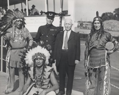 Members of Six Nations Marching Band with Band Master