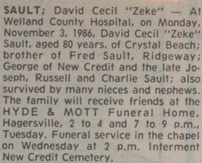 Sault, David Cecil (Zeke)