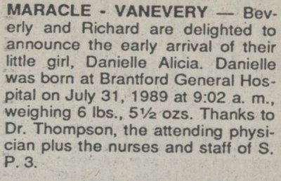 Maracle-VanEvery, Danielle Alicia