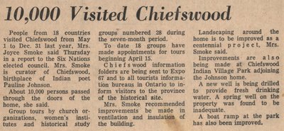 &quot;10,000 Visited Chiefswood&quot;