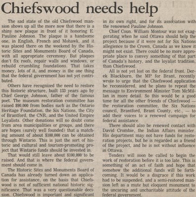 &quot;Chiefswood Needs Help&quot;