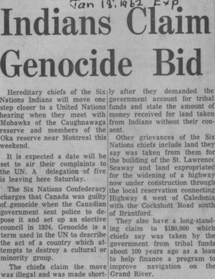 &quot;Indians Claim Genocide Bid&quot;