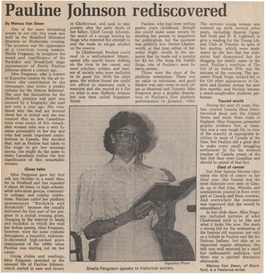 &quot;Pauline Johnson Rediscovered&quot;