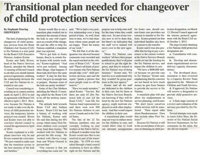 &quot;Transitional Plan Needed for Changeover of Child Protective Services&quot;