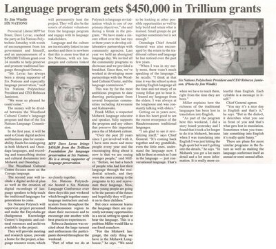 &quot;Language Program Gets $450,000 in Trillium Grants&quot;